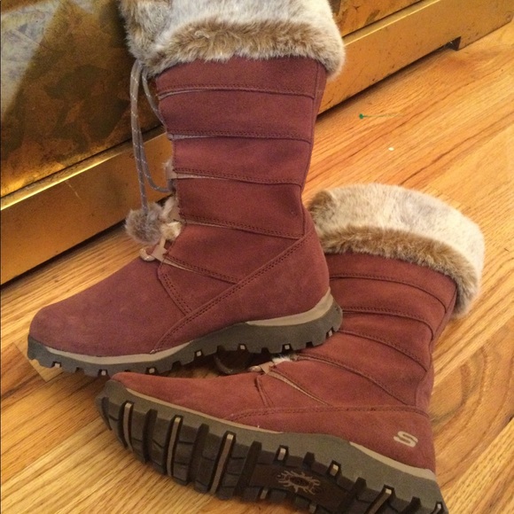 Sketcher faux fur/leather suede boots - Picture 3 of 8